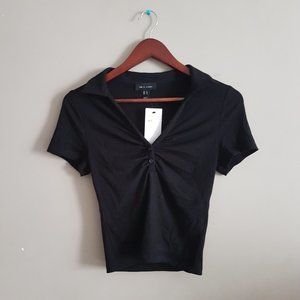 NEW small New Look Black Short Sleeve Crop Top